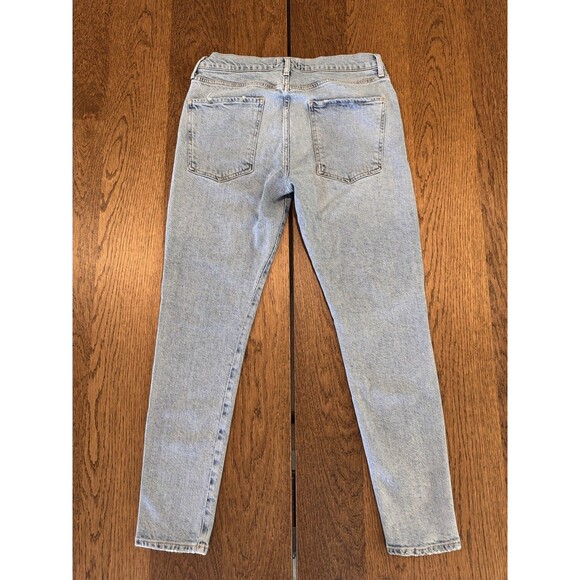 AGOLDE Mid Rise Sophie Ripped Skinny Ankle Jeans Women’s Sz 30 Blue Light Wash - Picture 2 of 11